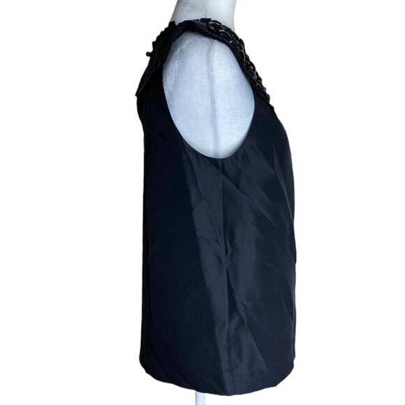 Kate Spade New York 100% Silk Beaded Sleeveless Top in Black Women's Size S - Picture 6 of 10